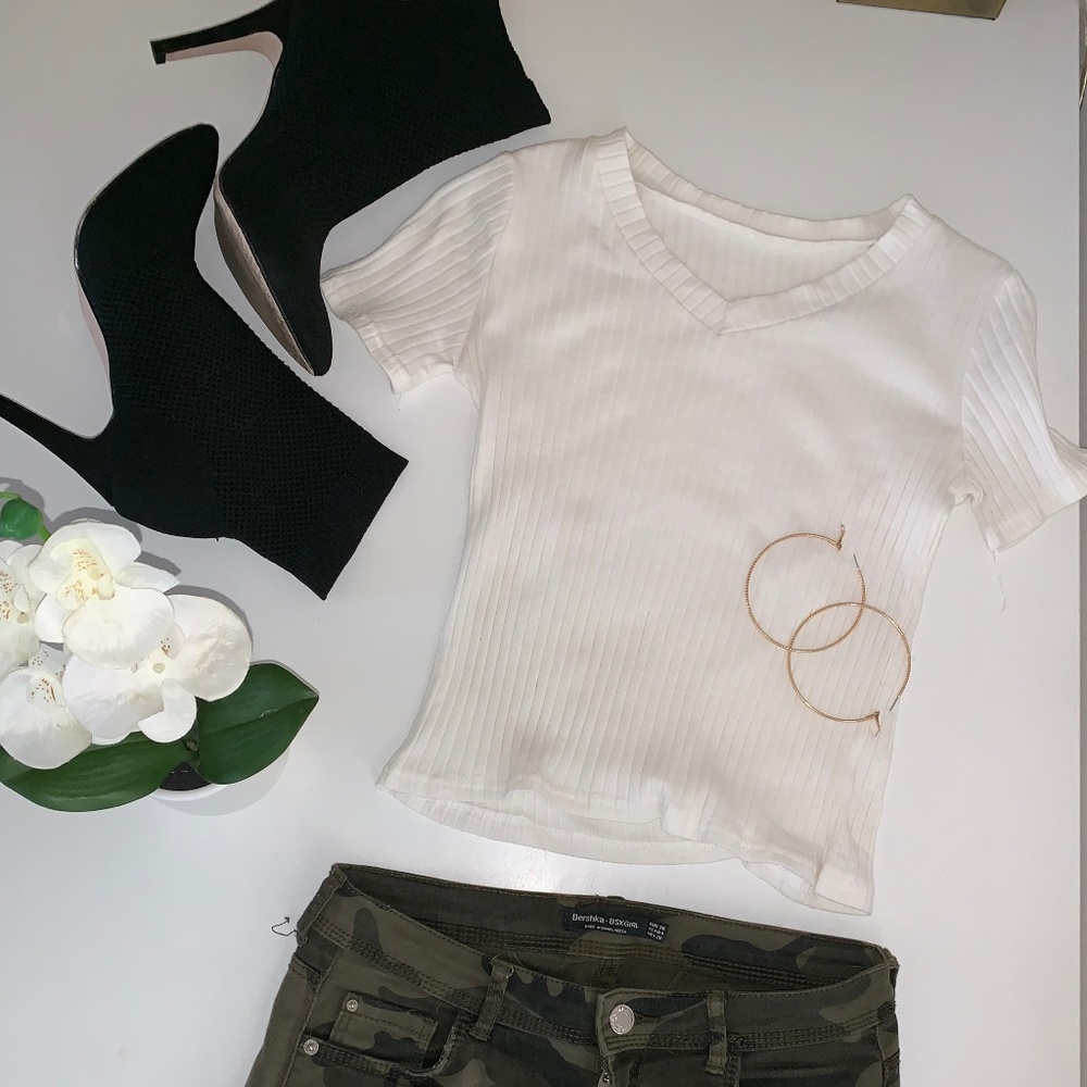 White Crop Tee